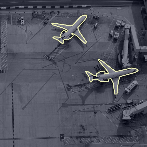 Polygon annotation for aircraft detection on airport, AI in Government applications