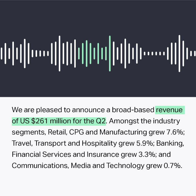 Earnings call results are transcribed and key financial data from sources is extracted