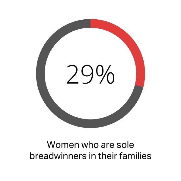 29% Women who are sole breadwinners in their families