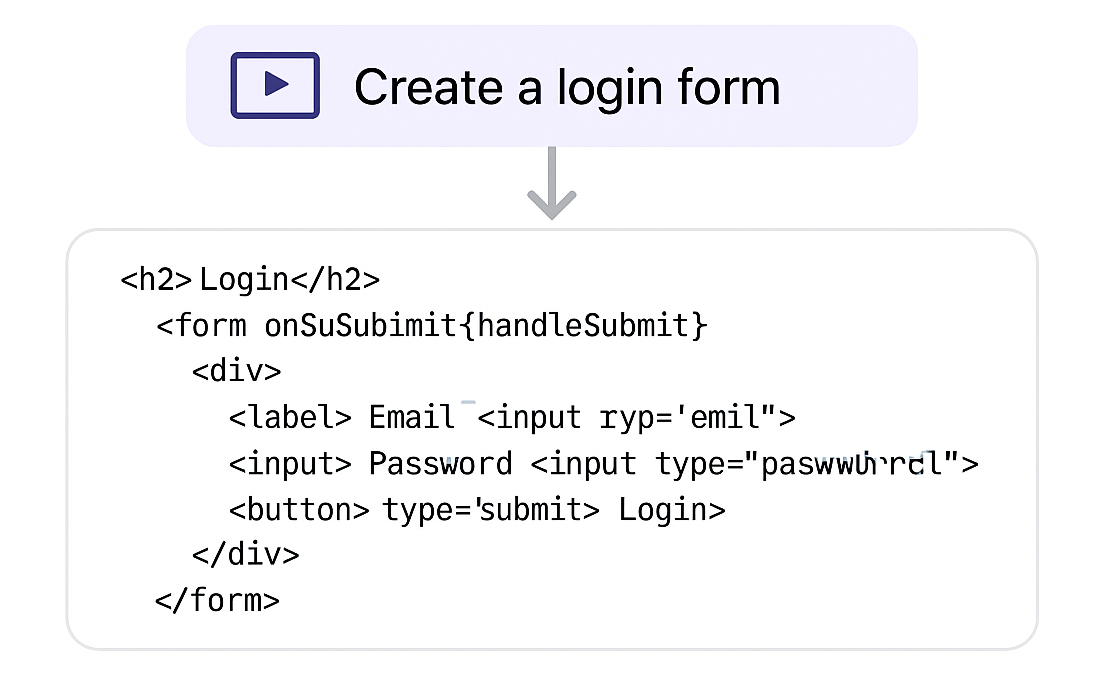 Example of a flawed code snippet generated from a natural language prompt to create a login form.