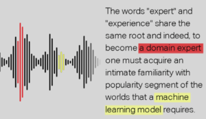 Soundwave graphic with highlighted text about domain experts and machine learning models