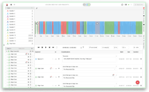 Ango Hub audio annotation with speaker segments and transcripts