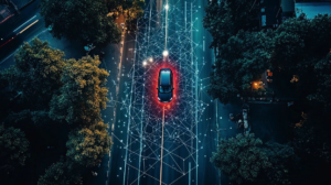 LiDAR point cloud annotation interface showing a cuboid around the detected object.